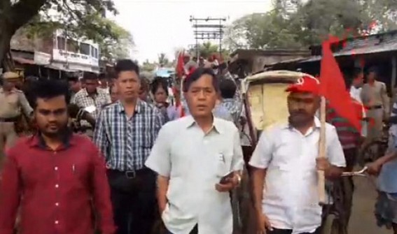 BJP Terror Statewide : MP Jiten ousted from scheduled Election campaigning spot in front of security personnel and Police, BJP occupied campaigning spot BJP Terror Statewide : MP Jiten ousted from scheduled Election campaigning spot in front of security personnel and Police, BJP occupied campaigning spot